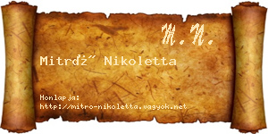 Mitró Nikoletta névjegykártya